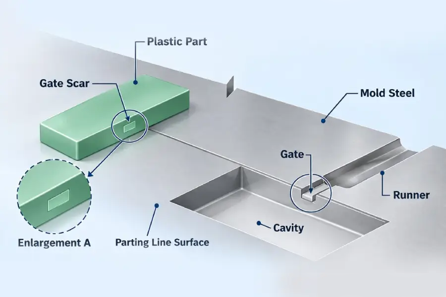 Gate, Runner, and Vent Structure Diagram