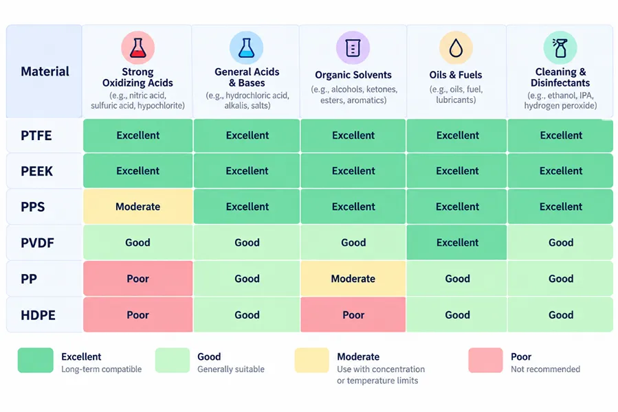 Overview of Compatibility Between Chemical Media and Plastics