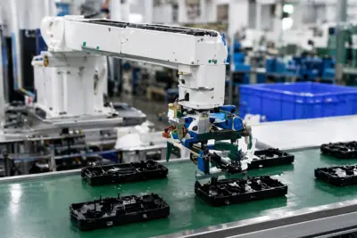 Robotic arm takes out the finished parts