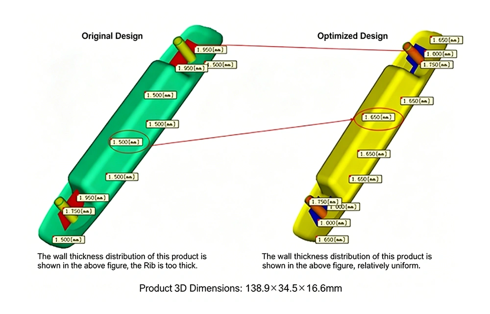 Wall Thickness Comparison Before and After Optimization